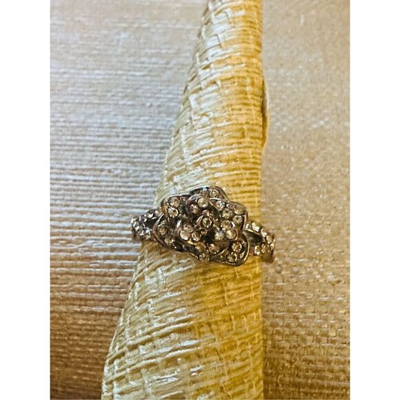 Sterling Silver Rhinestone Flower Ring - Picture 4 of 8